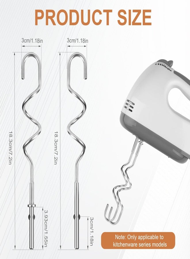 Tinoaly 2pcs KHM512 Hand Mixer Dough Hooks Replacement, Stainless Steel Kitchen Dough Mixing Bread Hooks, Hand Mixer Aid Attachments Compatible with KHM 5KSM KSM KSMO KSMH Series - Image 2